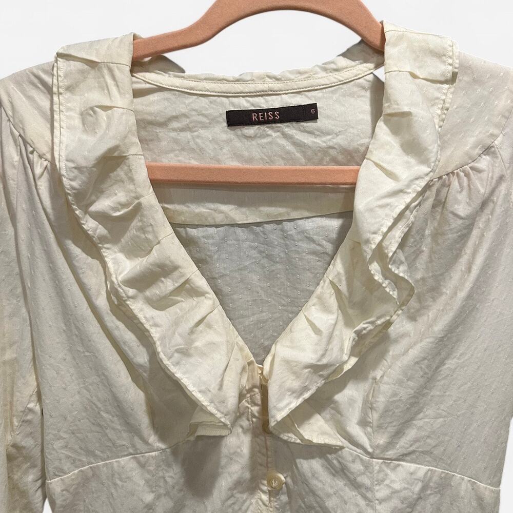 Reiss Cream Ruffle Blouse - Picture 4 of 9